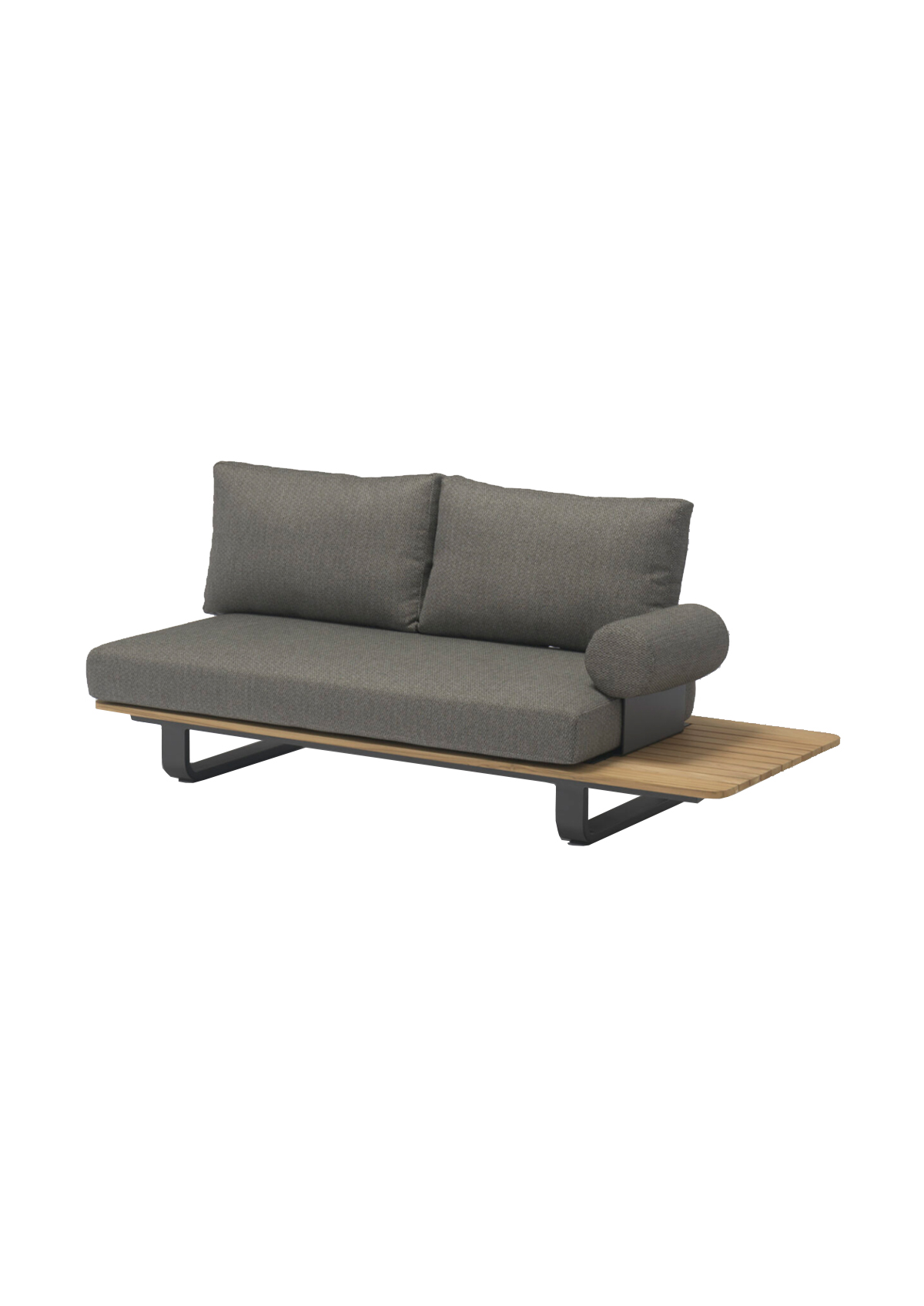 NATURAL 2-Sitzer-Loungesofa STAY natural 2-Sitzer-Loungesofa mit Armlehne (L+B+H) 1905mm x 855mm x 840mm Rückengeflecht: Sunproof® olive 2 Ausführungen: Weiß: Rahmen: Teak, Aluminium weiß Bezug; Sunproof hellgrau Anthrazit: Rahmen: Teak, Aluminium anthrazit Bezug; Sunproof dunkelgrau Outdoor Loungemöbel aus Sunproof®-Stoff: Schönheit und Funktionalität vereint NATURAL 2-Sitzer-Loungesofa: Outdoor Loungemöbel sind der Schlüssel zu einem luxuriösen und entspannenden Gartenbereich. Wenn diese Möbel mit Sunproof®-Stoff bezogen sind, erleben Sie eine perfekte Symbiose aus Ästhetik und Funktionalität. Sunproof®-Stoffe sind bekannt für ihre außergewöhnliche Qualität und bieten eine Vielzahl von Vorteilen, die sie zur idealen Wahl für Outdoor-Möbel machen. Vorteile von Sunproof®-Stoff für Outdoor-Loungemöbel: Langlebigkeit und Haltbarkeit: Sunproof®-Stoffe sind für ihre extreme Widerstandsfähigkeit bekannt. Sie widerstehen den harten Bedingungen im Außenbereich, einschließlich intensiver Sonneneinstrahlung, Regen und sogar Schnee. Dank ihrer speziellen Acrylfasern bleichen die Farben nicht aus und bleiben jahrelang kräftig und lebendig. Wetterbeständigkeit: Diese Stoffe sind speziell für den Outdoor-Einsatz konzipiert und bieten eine hervorragende Resistenz gegen Schimmel und Feuchtigkeit. Auch nach einem Regenschauer trocknen Sunproof®-Stoffe schnell, was die Bildung von Stockflecken verhindert und die Möbel stets frisch und einladend hält. Einfache Pflege und Reinigung: Sunproof®-Stoffe sind besonders pflegeleicht. Flecken lassen sich mühelos entfernen, oft reicht schon einfaches Abwischen mit Wasser und milder Seife. Bei hartnäckigeren Verschmutzungen kann der Stoff mit einem Hochdruckreiniger behandelt werden. Komfort und Stil: Die weiche Haptik der Sunproof®-Stoffe bietet hohen Sitzkomfort. UV-Schutz: Sunproof®-Stoffe bieten einen ausgezeichneten UV-Schutz, der nicht nur die Farben vor dem Verblassen schützt, sondern auch die Haut vor schädlichen UV-Strahlen bewahrt. Dies macht sie zur idealen Wahl für sonnige Tage im Freien. Umweltfreundlichkeit: Sunproof® legt großen Wert auf Nachhaltigkeit. Die Stoffe sind OEKO-TEX® zertifiziert und werden in umweltfreundlichen Verfahren hergestellt. Sie sind frei von schädlichen Chemikalien und tragen zu einer gesünderen Umwelt bei.